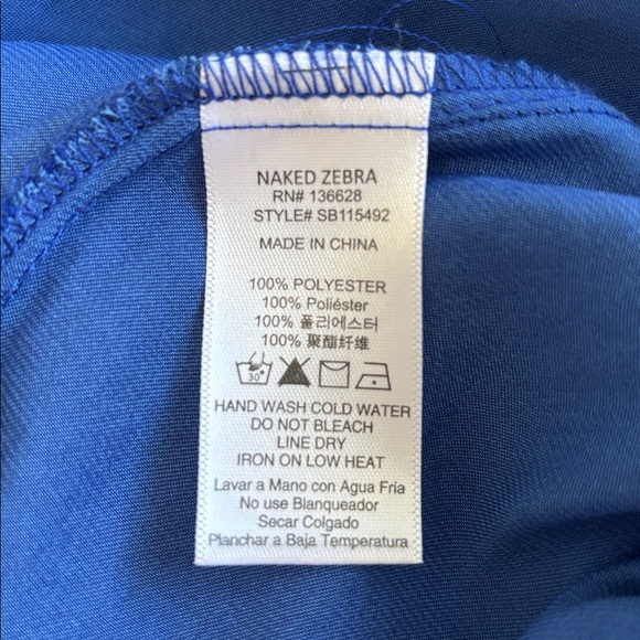 Naked Zebra Royal Blue Blouse size M - Picture 5 of 5